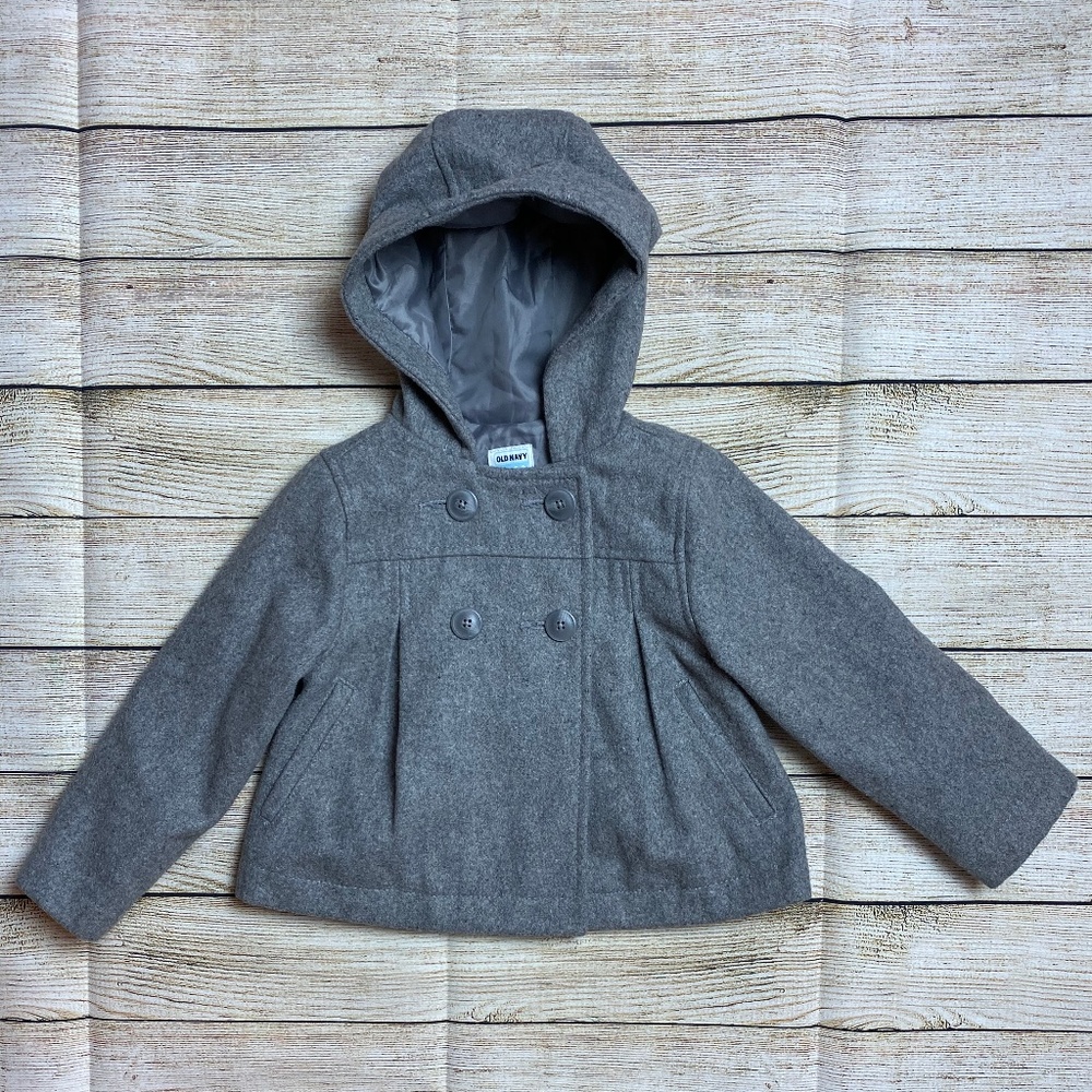 Old Navy Girls Gray Dress Double Button Pea Coat